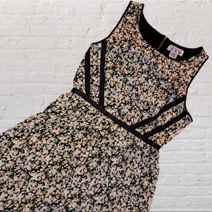 Three Pink Hearts Fit & Flare Floral Dress
